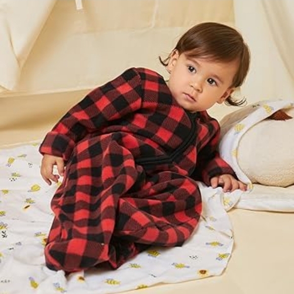 Daysu Micro Fleece Baby Sleep Sack with Long Sleeves Size Medium Buffalo Plaid - Picture 3 of 16